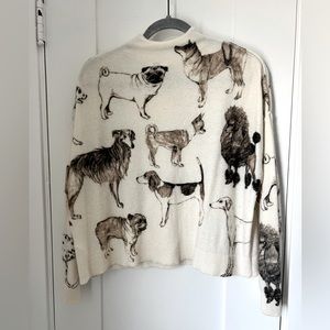 Anthropologie Pilcro The Alani Mock Neck Dog Graphic Printed Cashmere Sweater M